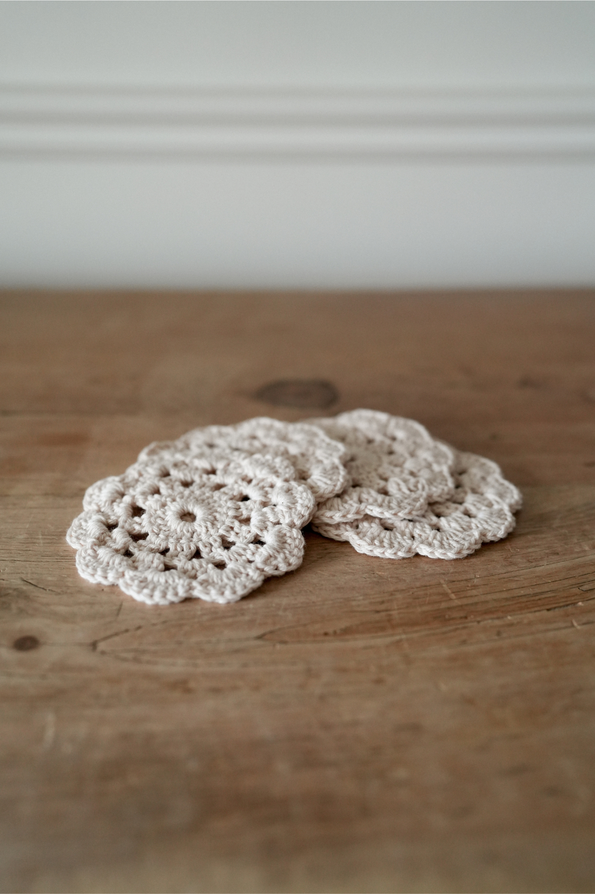 Handmade Crochet Scallop Coasters · Set of 4
