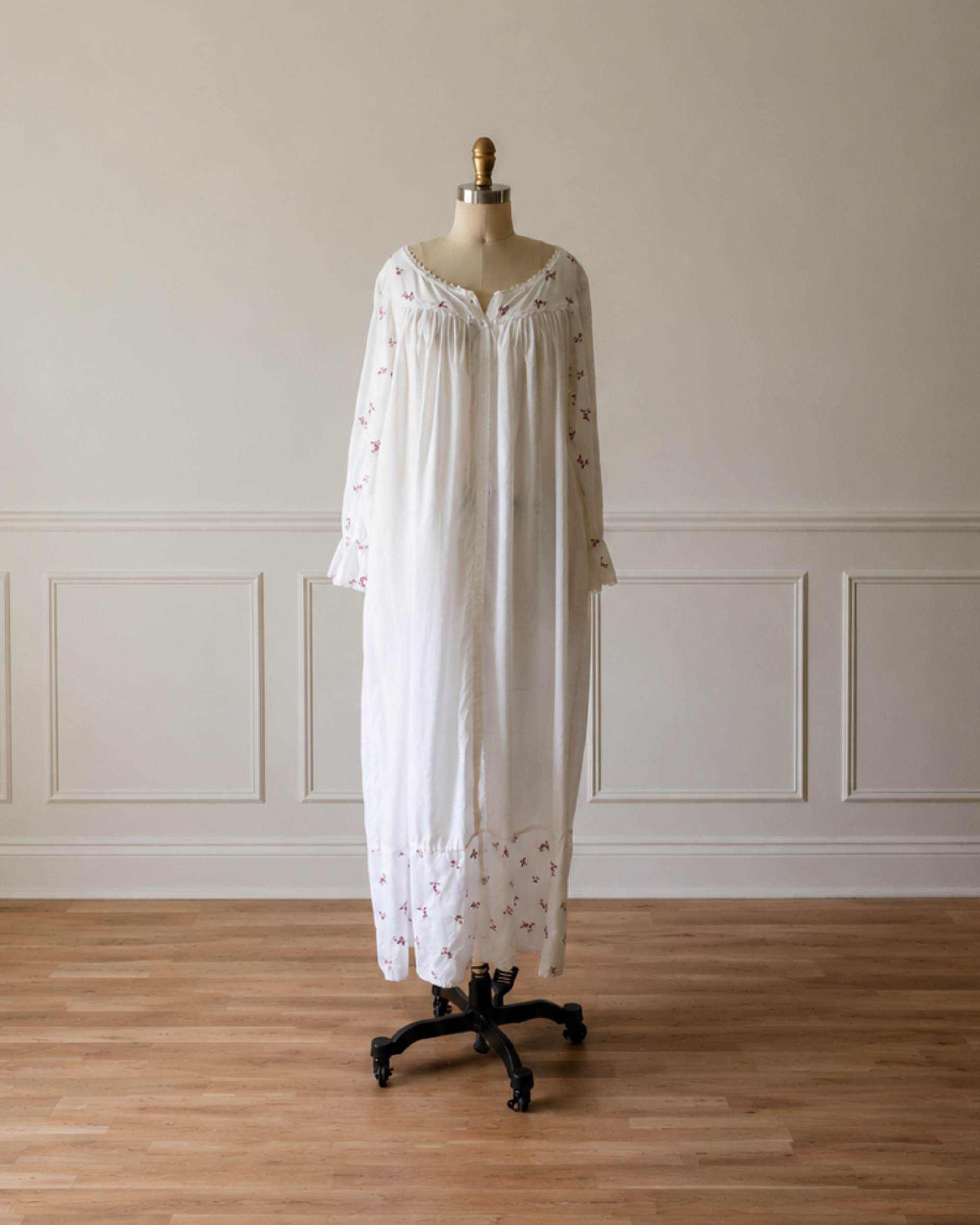 Vintage Embroidered Cotton Nightgown