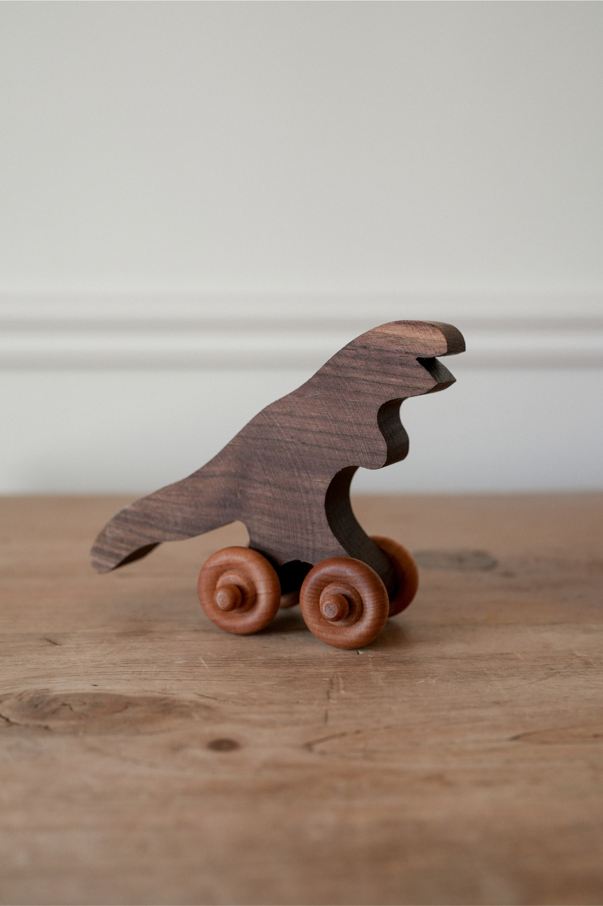 Handcrafted Wooden Rolling Dinosaurs