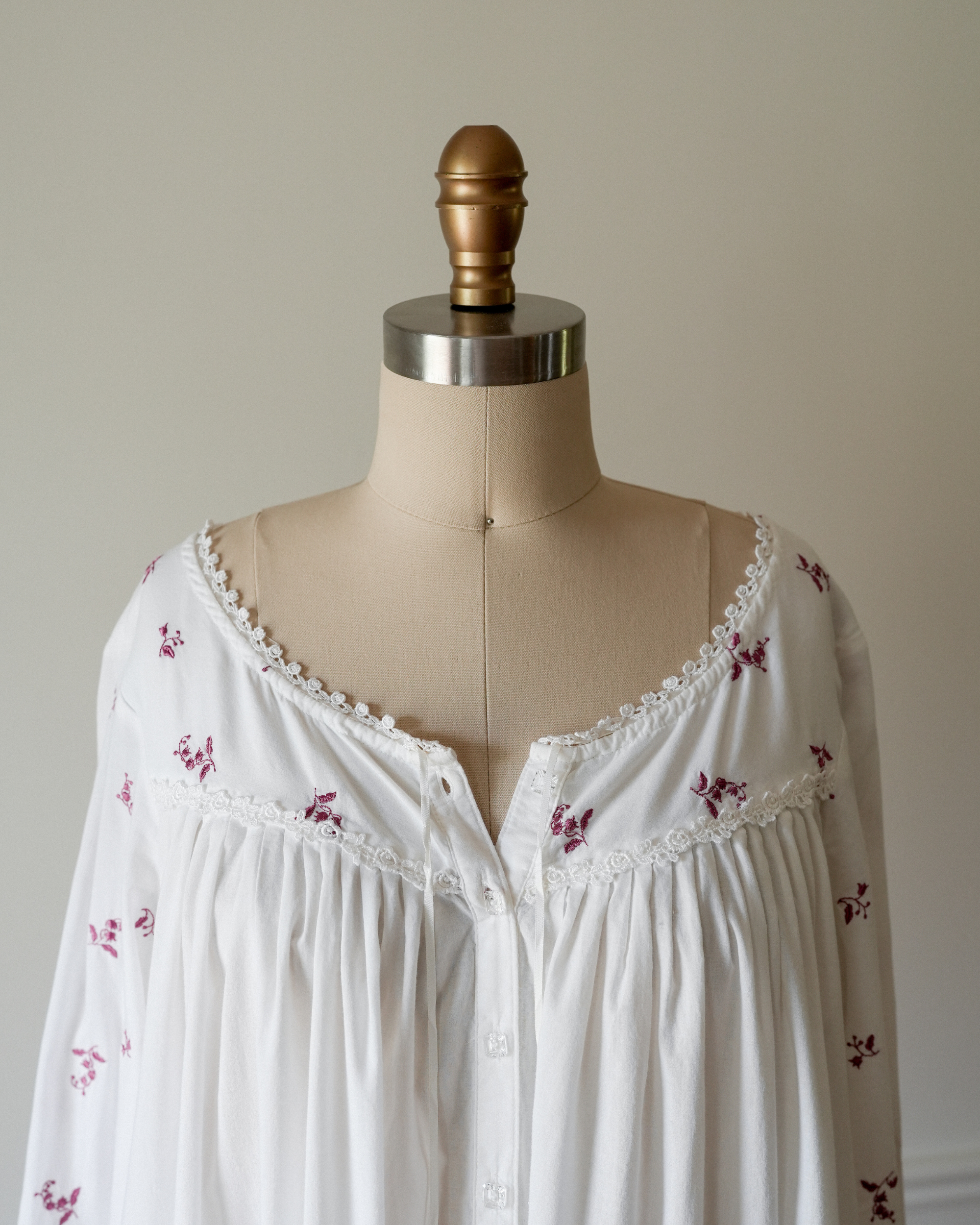 Vintage Embroidered Cotton Nightgown