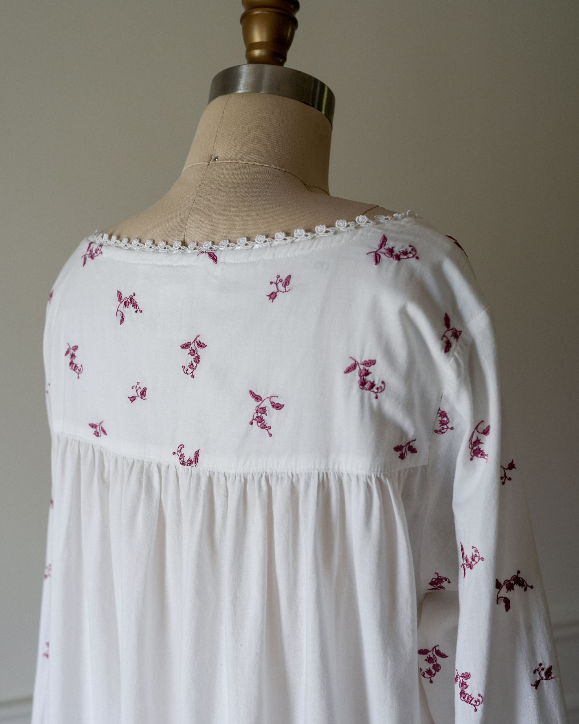 Vintage Embroidered Cotton Nightgown