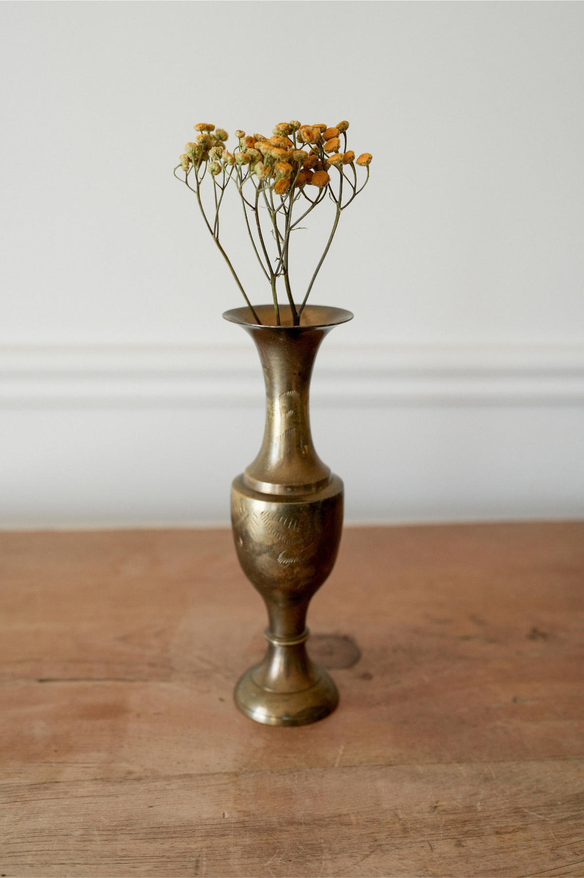 Vintage Etched Brass Vase