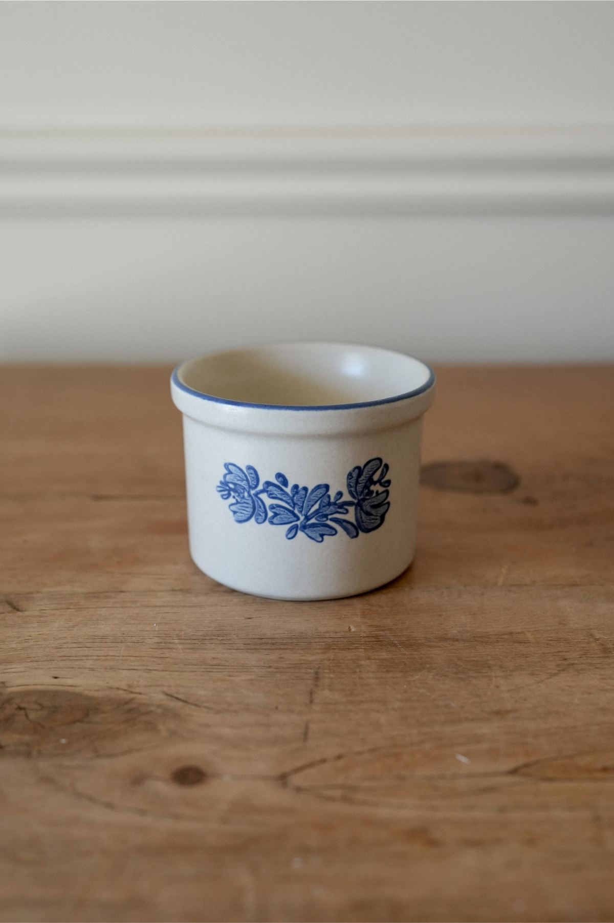 Vintage Blue Floral Stoneware Bowl