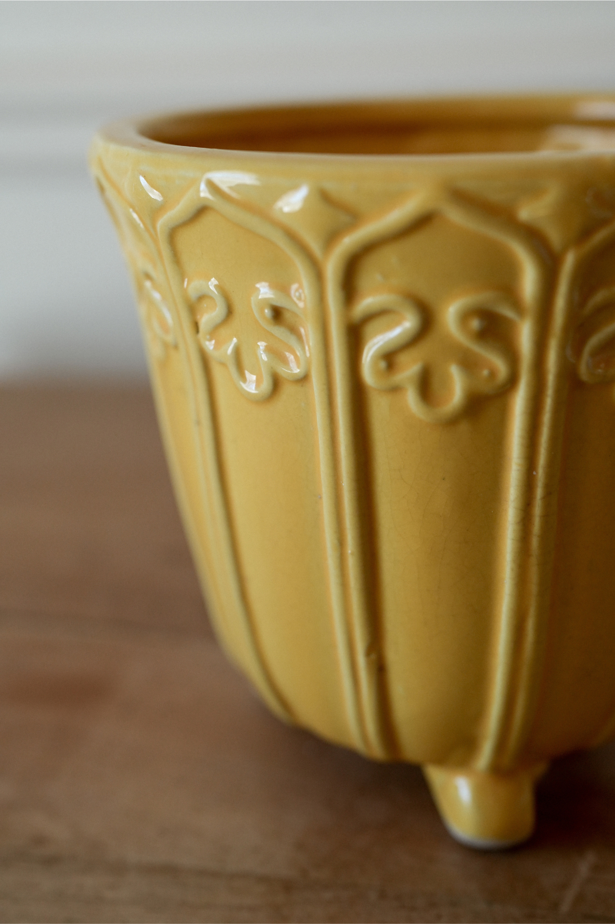 Vintage Yellow Footed Ceramic Planter