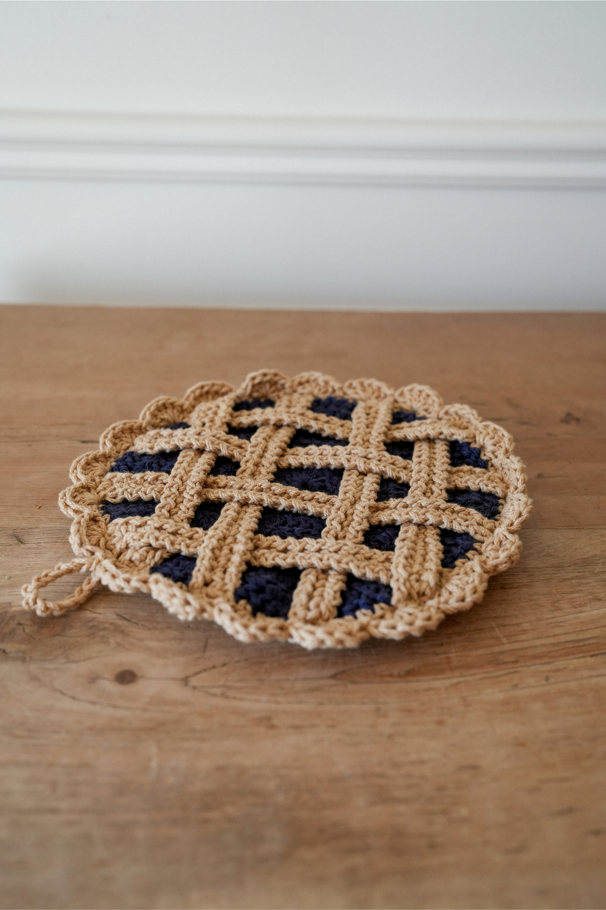 Handmade Crochet Blueberry Pie Trivet