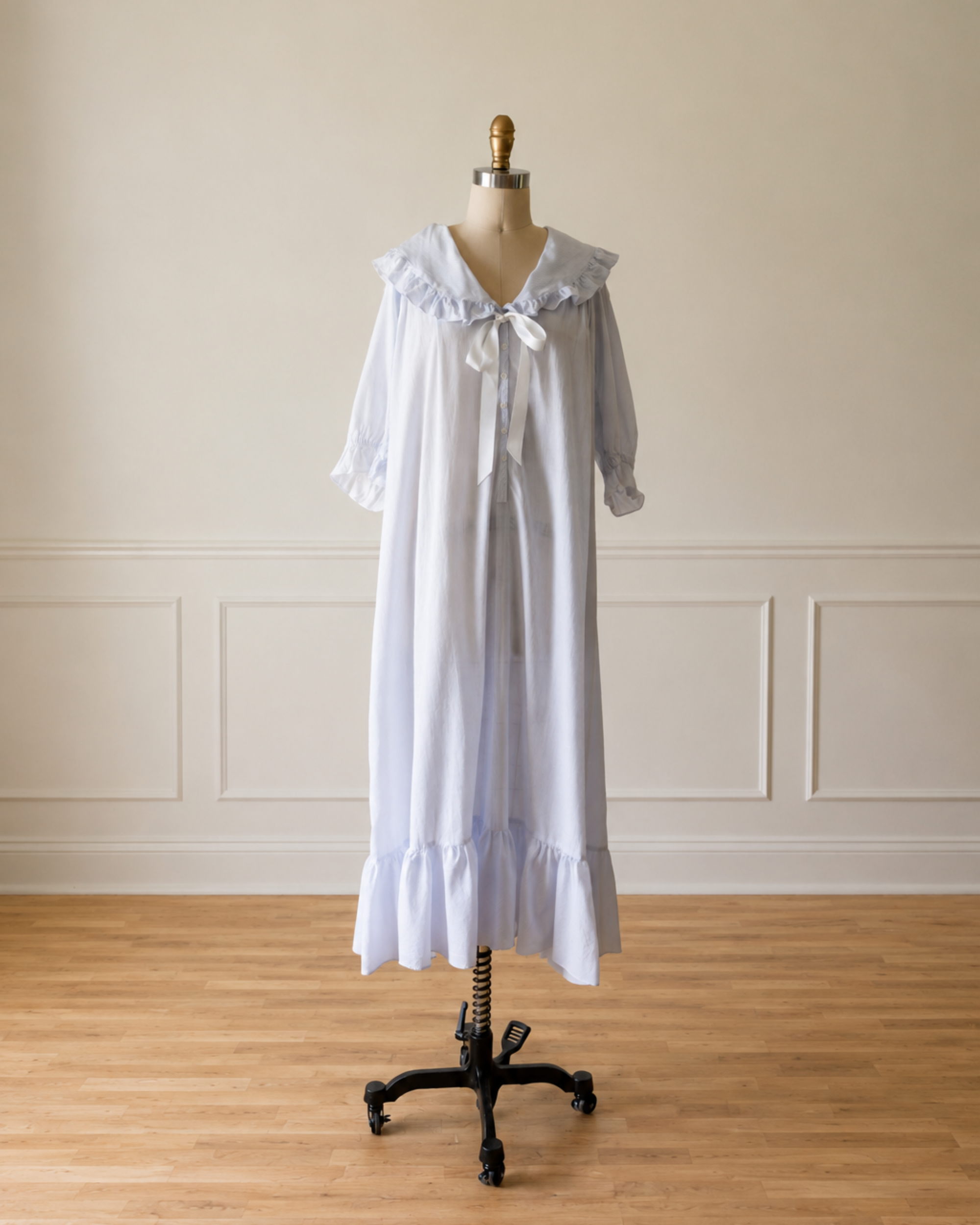 Vintage Blue Stripe Cotton Nightgown
