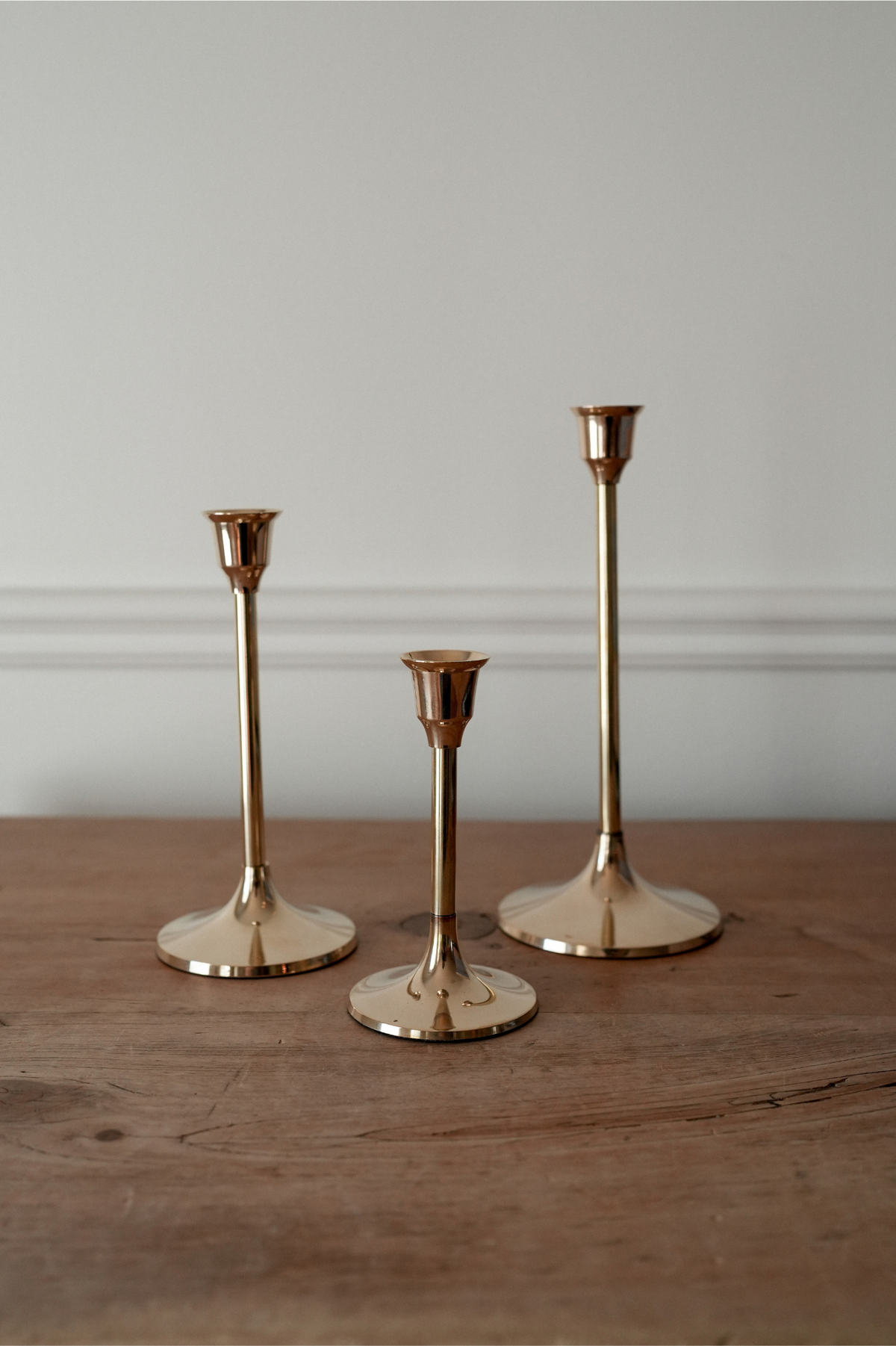 Brass Taper Candleholders · Set of 3