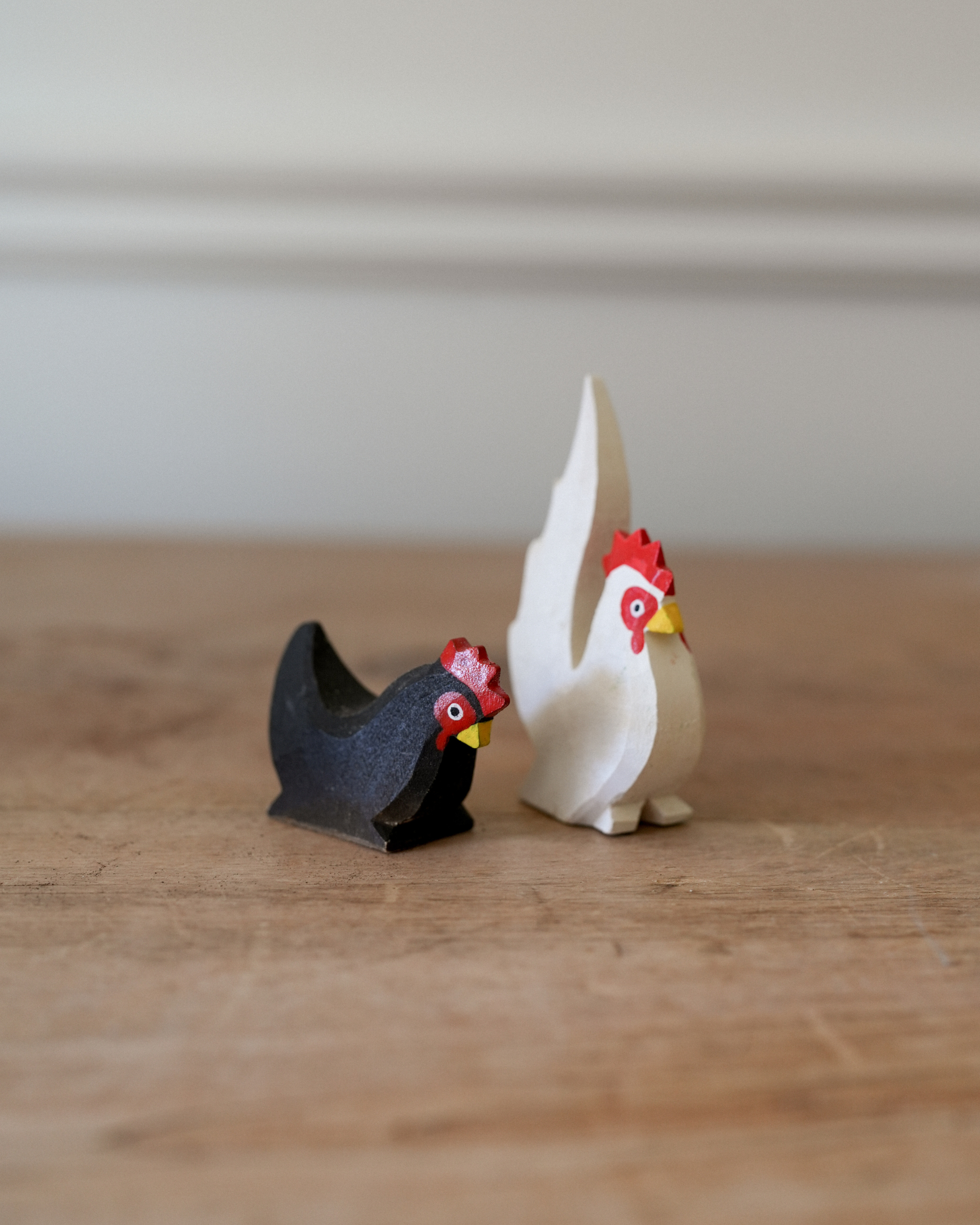 Hand-Carved Wooden Chicken Set