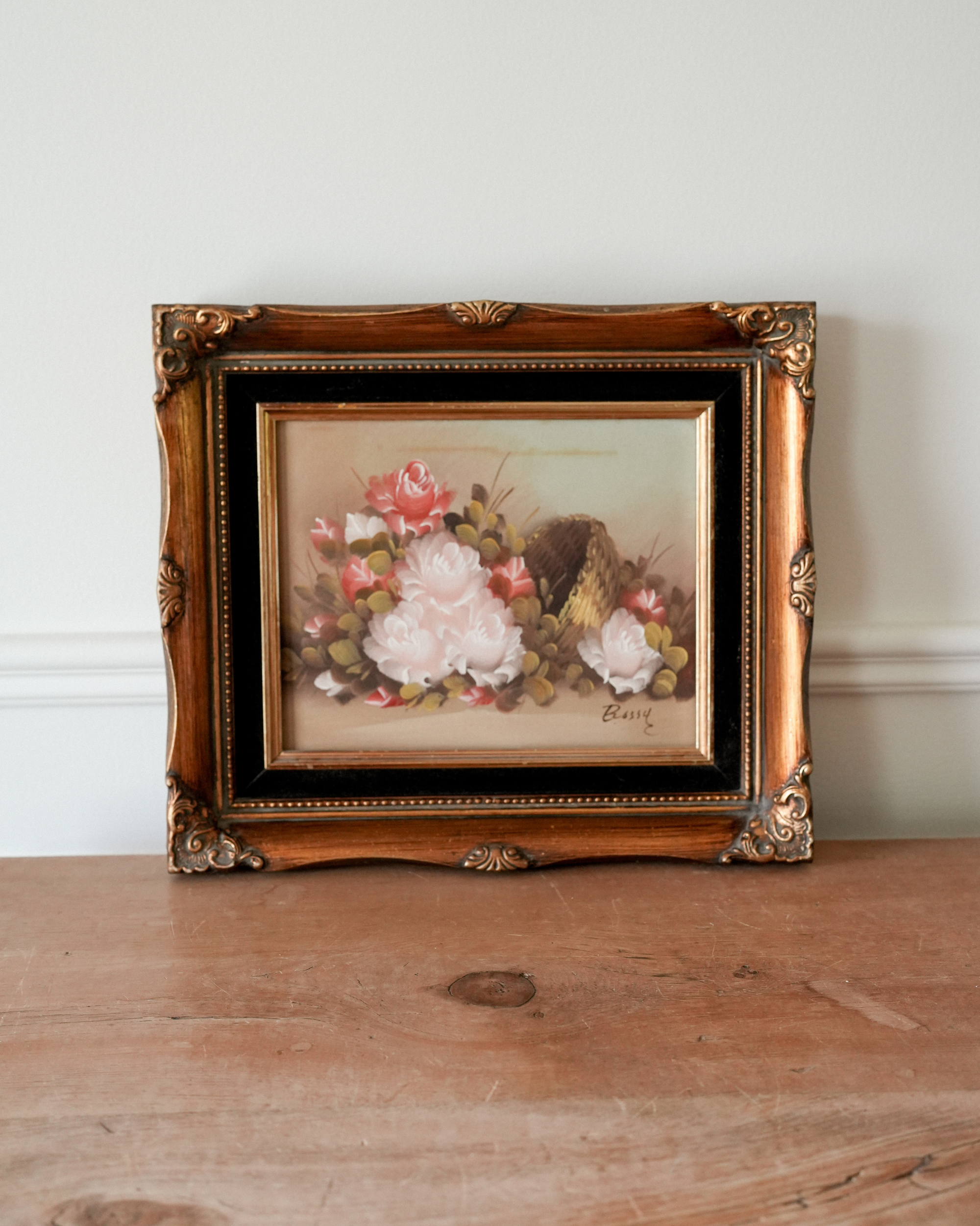 Floral Oil Painting in Gilded Frame
