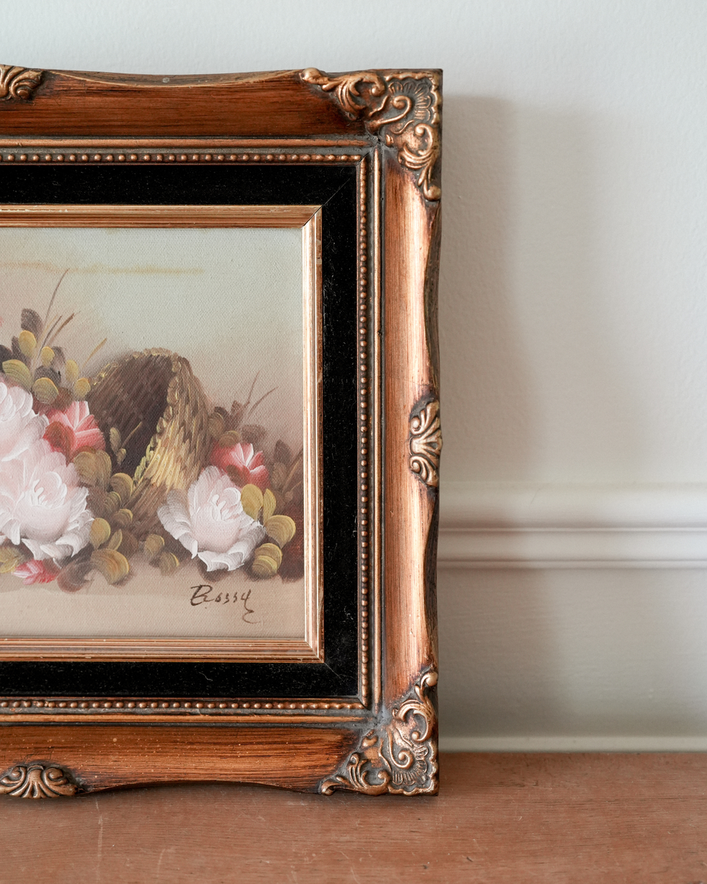 Floral Oil Painting in Gilded Frame