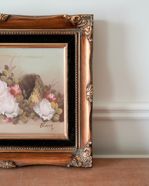 Floral Oil Painting in Gilded Frame