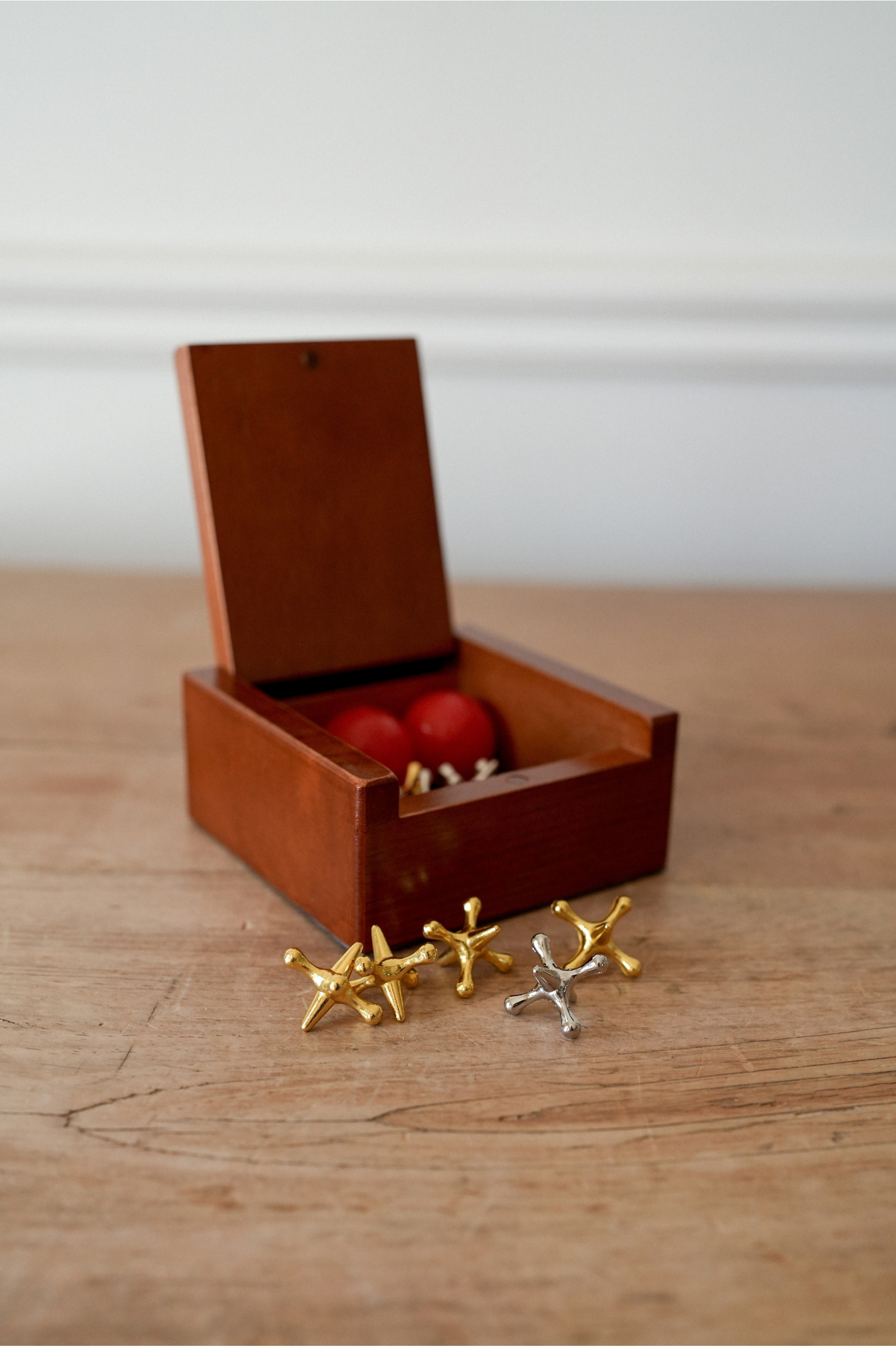 Classic Jacks Game in Wooden Box