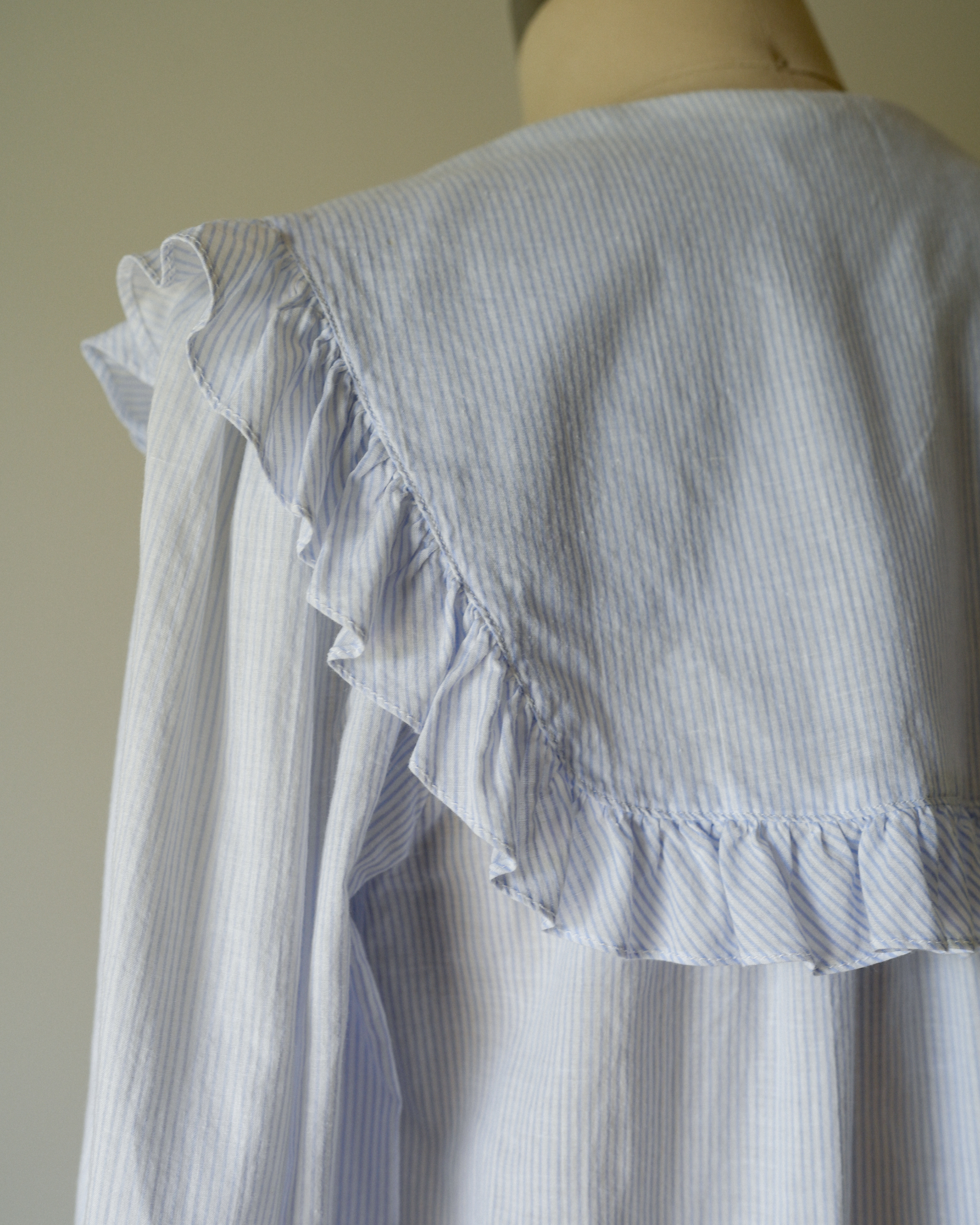 Vintage Blue Stripe Cotton Nightgown