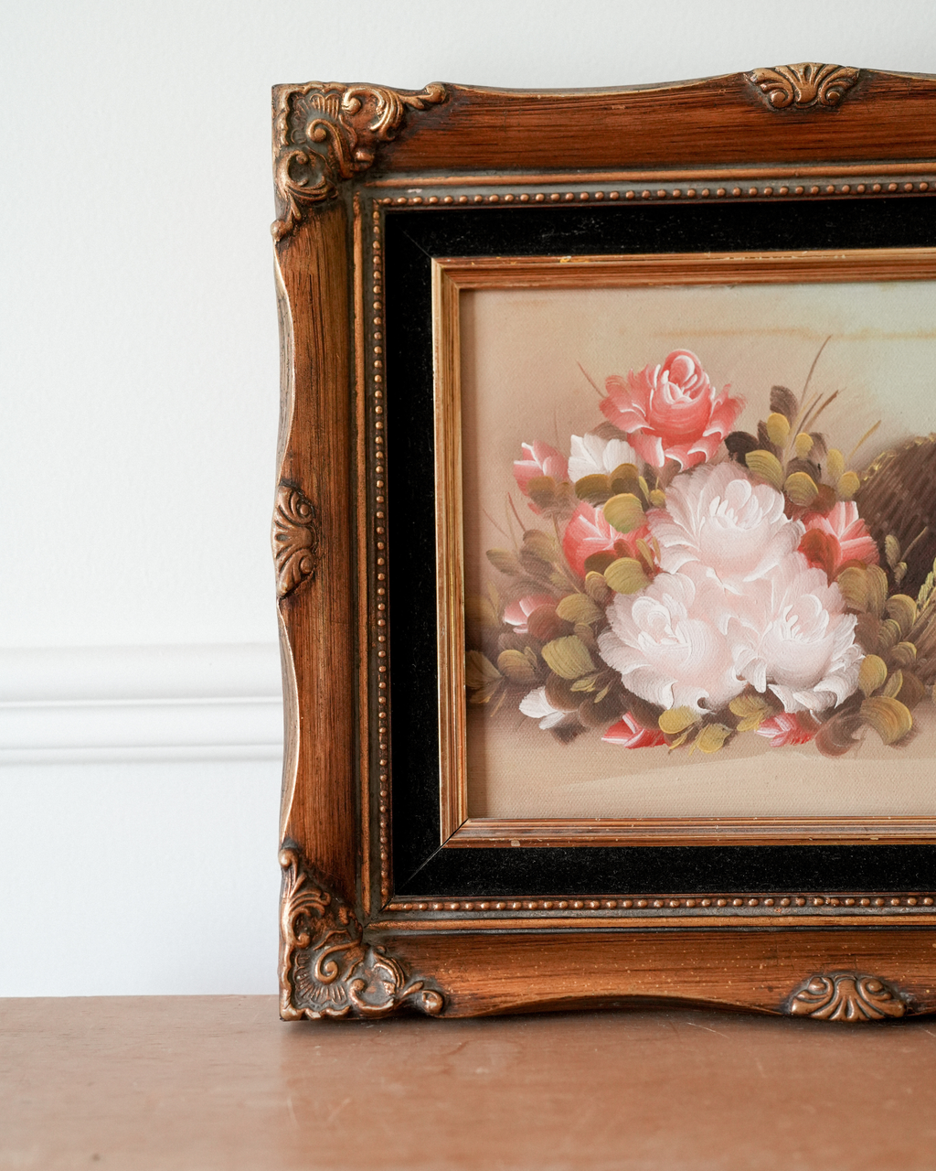 Floral Oil Painting in Gilded Frame