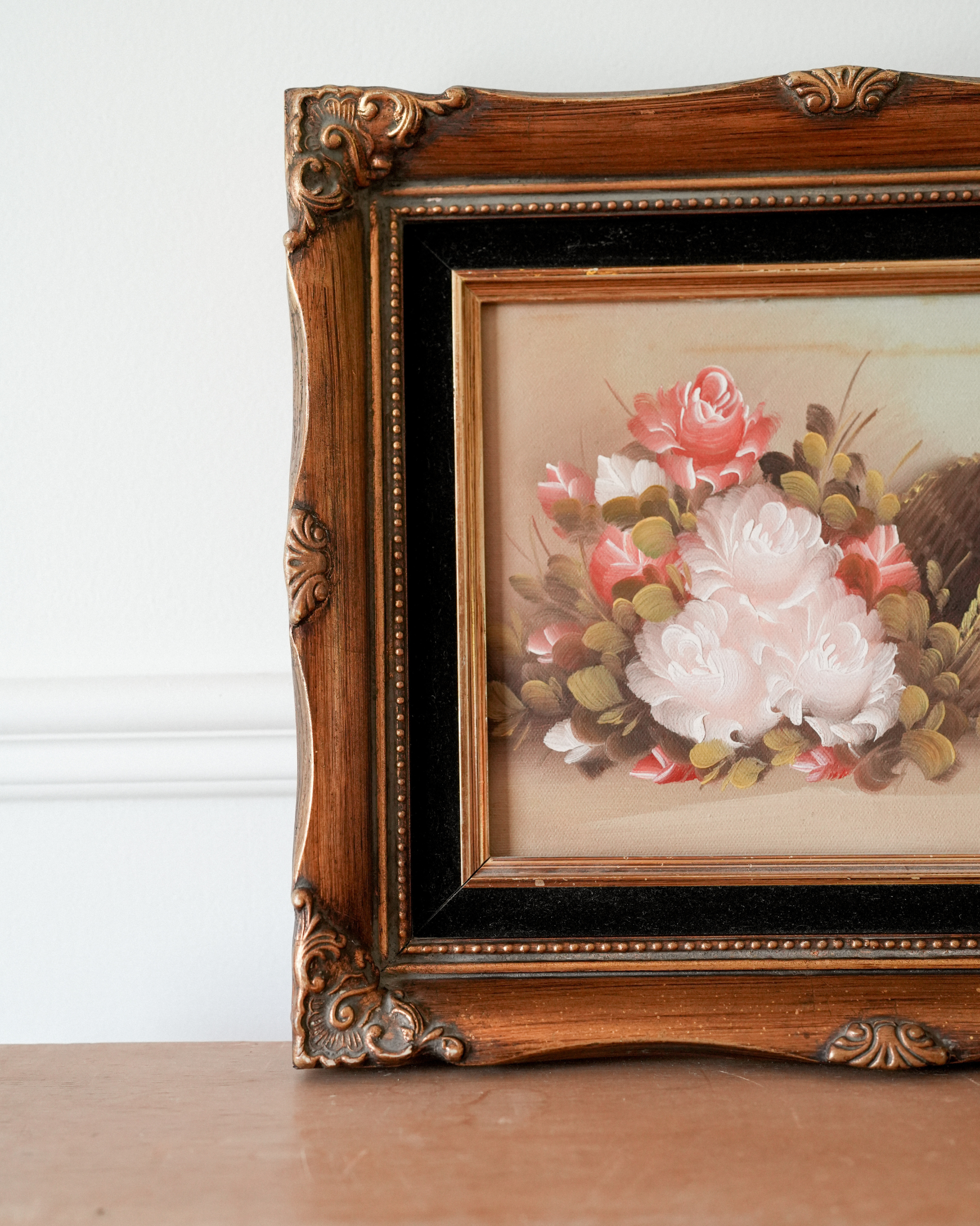 Floral Oil Painting in Gilded Frame