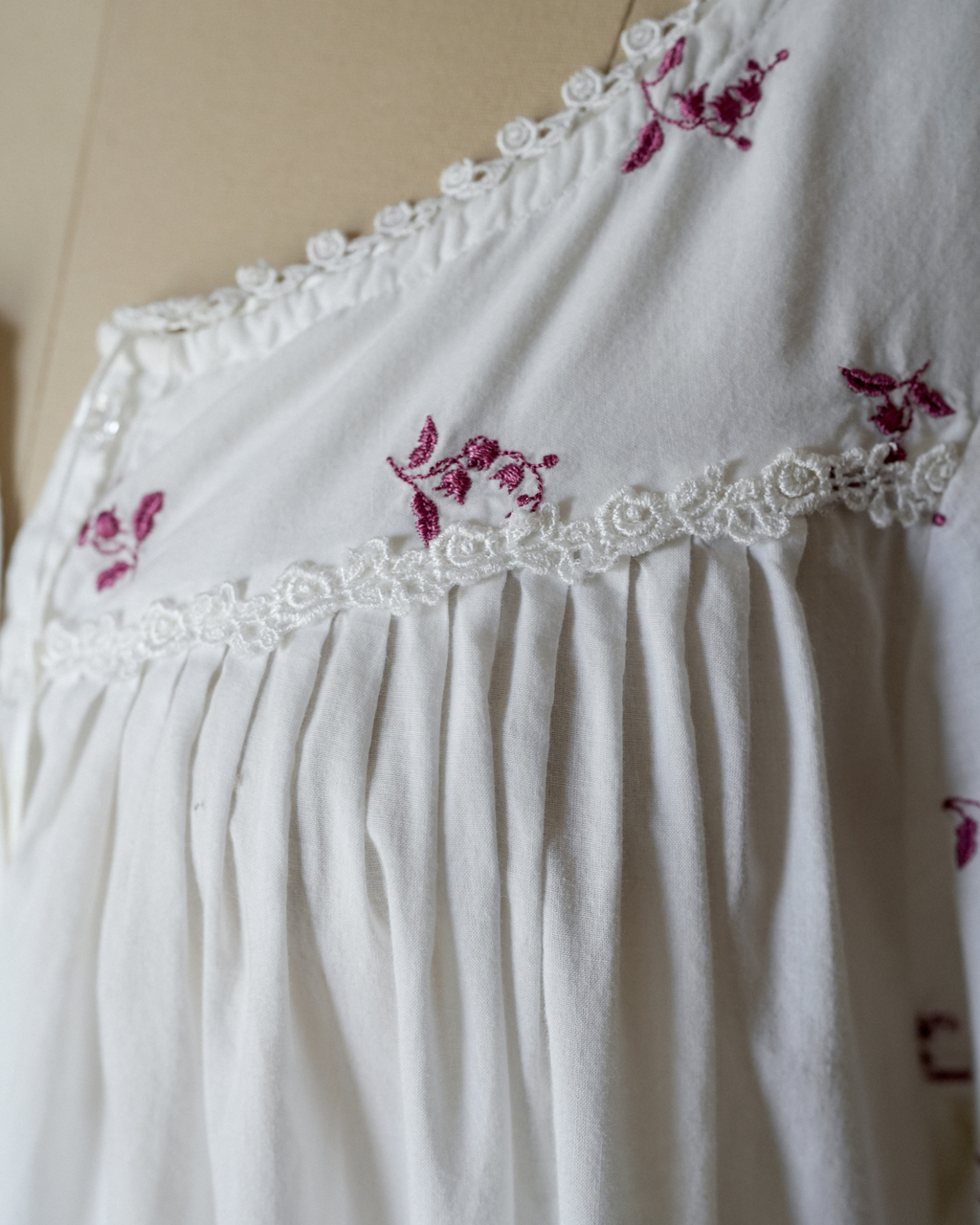 Vintage Embroidered Cotton Nightgown