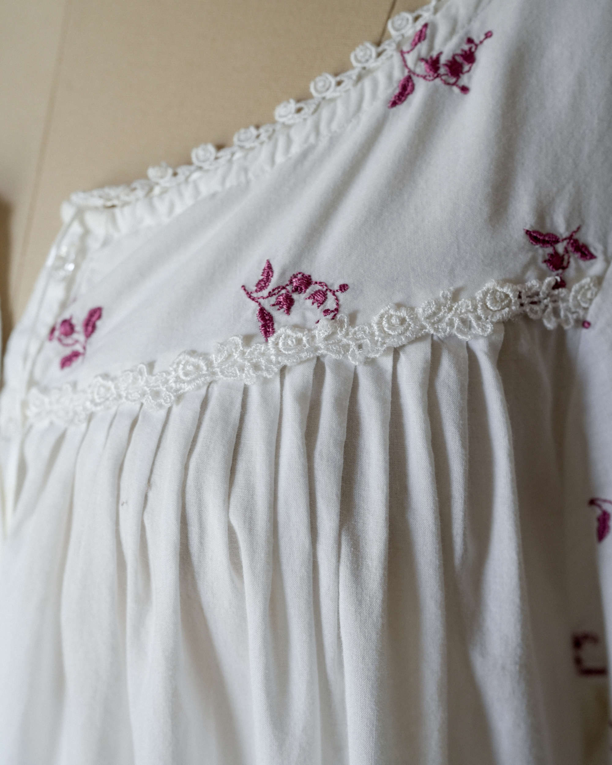 Vintage Embroidered Cotton Nightgown