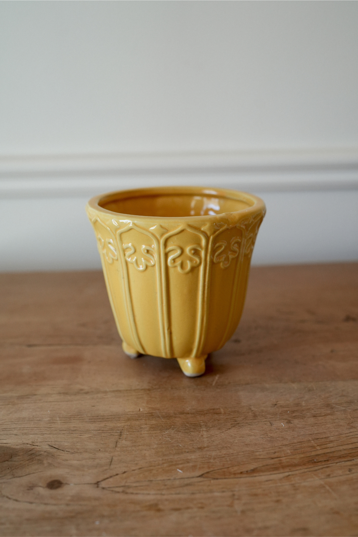 Vintage Yellow Footed Ceramic Planter